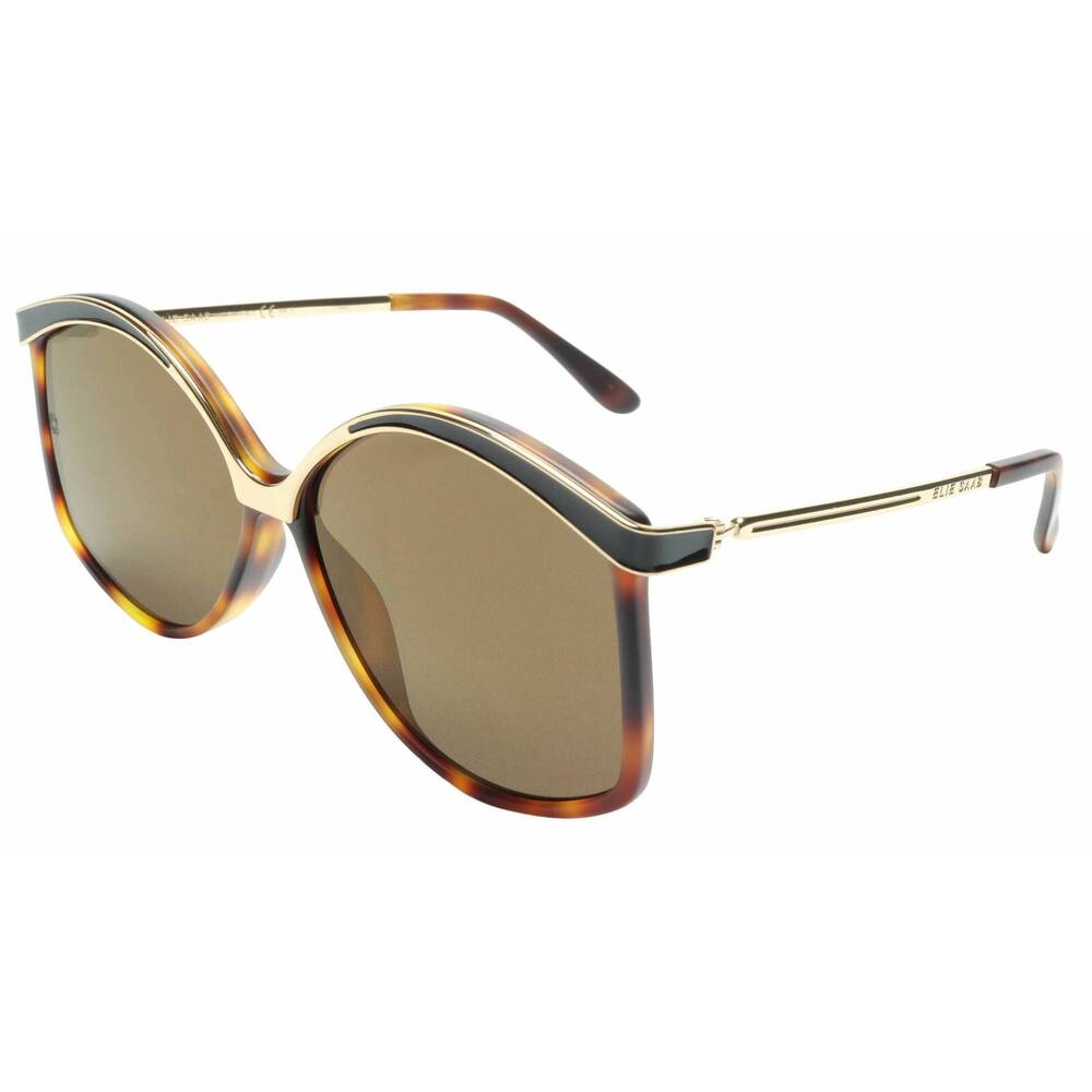 NEW ELIE SAAB women's es 023/g/s sunglasses in matte havana gold/ brown lenses